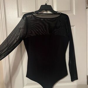 Abercrombie & Fitch Black Sheer Sleeve Bodysuit